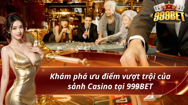 Hình minh họa bàn Roulette và người chơi trong banner Casino 999BET
