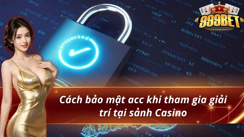Biểu tượng ổ khóa và dấu tích trong hình minh họa bảo mật tài khoản Casino 999BET